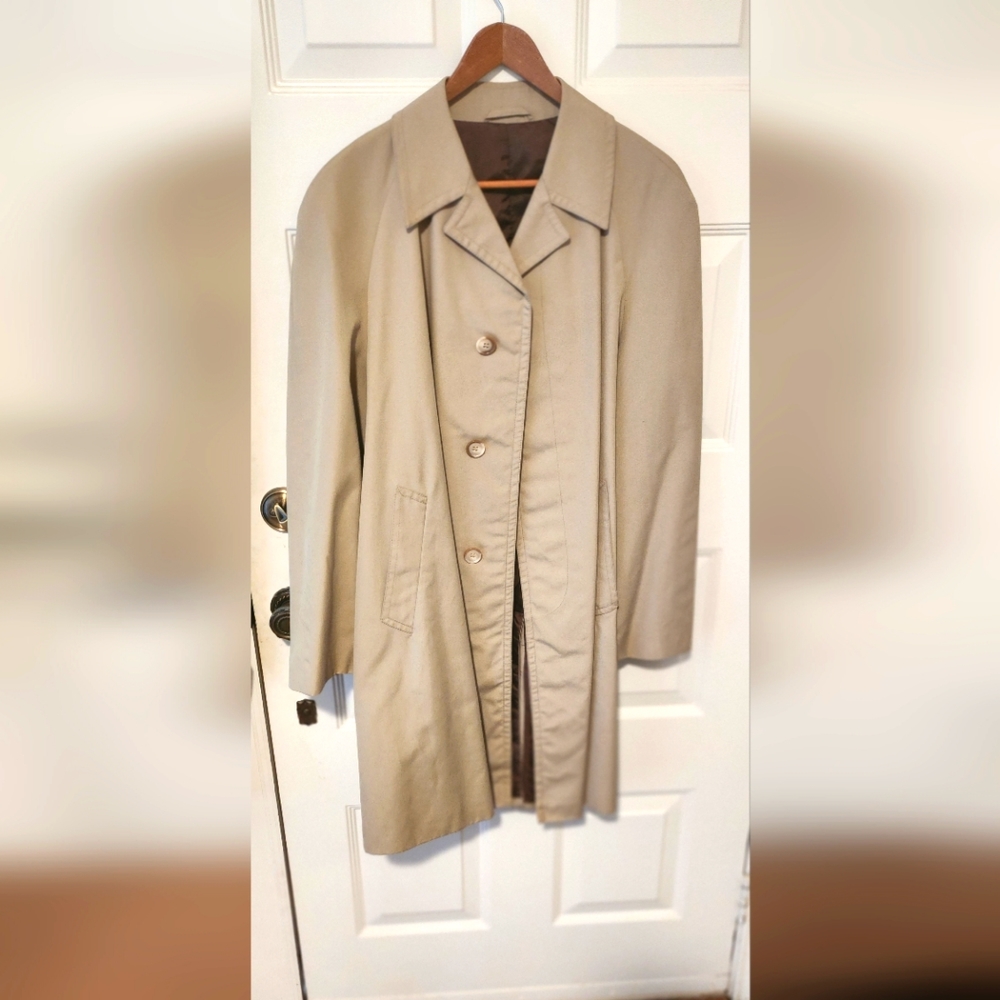 VINTAGE St. Michael Men's Overcoat 40R Made in Britain 1975 Beige/ Tan